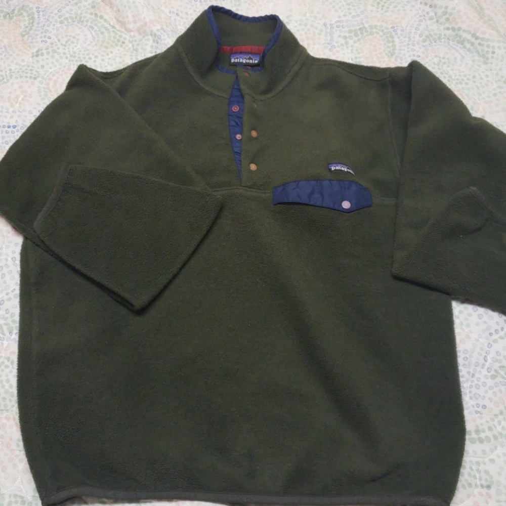 Patagonia Olive Green Pullover Fleece Jacket